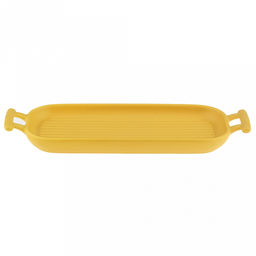Форма для запекания керамическая "Модерн" 360мл, 26,5х10,8х2,5см, гриль, прямоугольная, 2 ручки, общая длина 32см, желтый, в коробке (Китай)