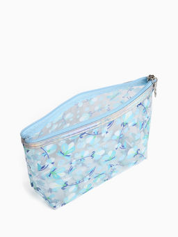 Косметичка на молнии для бассейна, с принтом «Флора», прозрачный/голубой