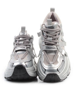 03-18C GREY/SILVER Кроссовки женские (натуральная кожа, искусственная кожа)
