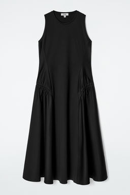 VESTIDO MIDI CON PANELES FRUNCIDOS