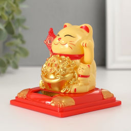 Маятник настольный антистресс «Жёлтый Манэки-нэко с котятами и золотом», 8×8×8.2 см