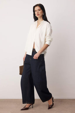 Beyaz Oxford Genis/Oversize Kal?p Gomlek TWOAW26GO00121