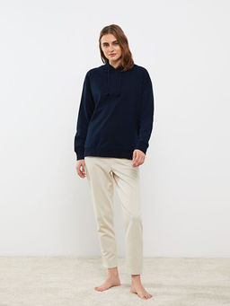 Kap??onlu D?z Uzun Kollu Kad?n Pijama ?st