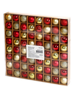 Набор шаров D=3см, 64шт. (НУ-5610) "Волшебство" красный/золото, в коробке