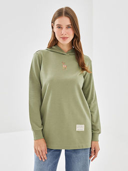 Kap??onlu Nak??l? Kad?n Sweatshirt Tunik