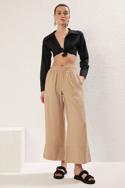 TRENDYOLMILLA Vizon Modal Cep Detayl? Wide Leg/Genis Paca Pileli Dokuma Pantolon TWOSS25PL00081  фото 2
