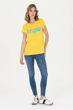 Женская желтая футболка с круглым вырезом Неожиданная скидка в корзине - U.s. polo assn фото 4