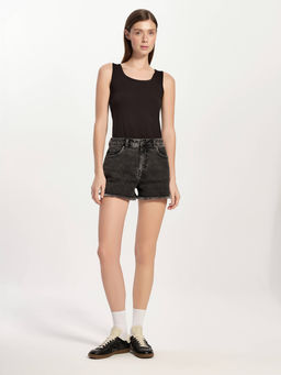 CONTE CON-756 Чёрные джинсовые шорты из eco-friendly денима с бахромой black - Conte elegant фото 2