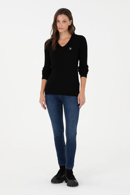 Женский черный базовый свитер с v-образным вырезом Неожиданная скидка в корзине - U.s. polo assn фото 4