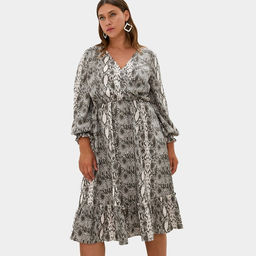 Платье женское миди MIST plus-size, бежевое, размер 50