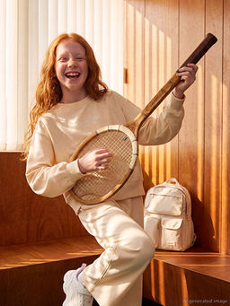 Bisiklet Yaka K?z ?ocuk Soft Touch Sweatshirt ve E?ofman Alt?