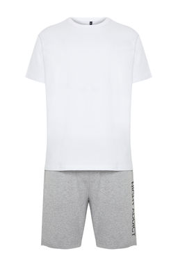 TRENDYOL MAN Beyaz %100 Pamuk Regular Fit Bask?l? Yazl?k Sortlu Pijama Tak?m? THMSS21PT0966 - Trendyolmilla фото 7