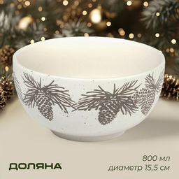 Салатник новогодний Доляна Snow cones, 800 мл, d=15.5 см, керамика, белый  фото 5