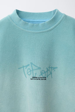 CAMISETA WAFFLE ESTAMPADO GRAFFITI / Celeste - Zara фото 3