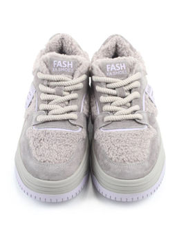 04-P124-3C GRAY Кроссовки демисезонные женские (натуральная замша, искусственный мех)
