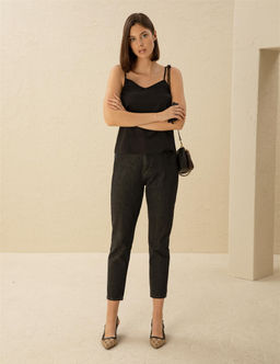 Siyah Saten Regular Fit Bluz - Pierre cardin фото 4
