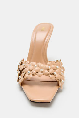 SANDALIA TAC?N APLIQUES FLORES / Beige - Zara фото 3