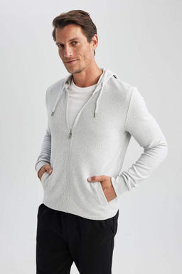 Толстовка обычного кроя на молнии с капюшоном - Defacto фото 6