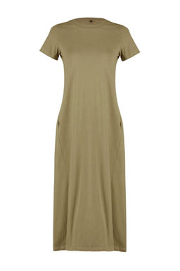 Haki Cepli Bisiklet Yaka A-Line Orme Midi Elbise TWOSS24EL00169