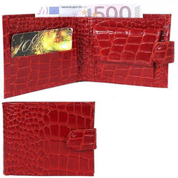 Портмоне женское Croco-ПР-901 натуральная кожа 2 отд, 4 карм, красный крокодил (203) 202878