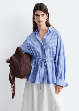 Camisa de popelina de algod?n con cord?n de ajuste