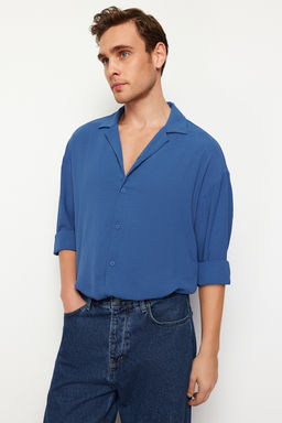 TRENDYOL MAN Beyaz Oversize Fit Apas Yaka Yazl?k Keten Gorunumlu Gomlek TMNSS23GO00053 - Trendyolmilla фото 29