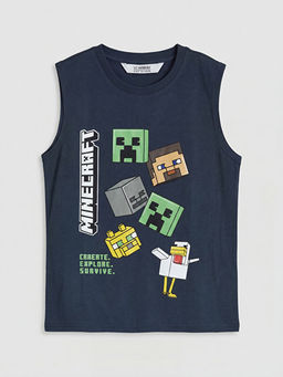 Bisiklet Yaka Minecraft Bask?l? Erkek ?ocuk Atlet