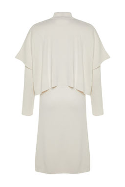 Ekru Midi Triko Super Genis Kal?p Suveterli Elbise TWOAW24EL00012