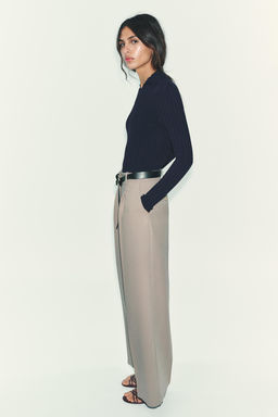 STRAIGHT-LEG DARTED TROUSERS WITH BELT