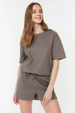 Trendyolmilla Siyah Waffle Kumas Sortlu Orme Pijama Tak?m? THMSS22PT0524  фото 49