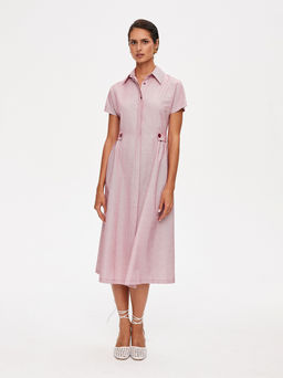 Льняное платье приталенного силуэта 422.050102/Красный - Seven senses фото 6