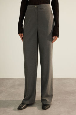 TRENDYOLMILLA Antrasit Premium Kalite Wide Leg/Genis Paca Dokuma Kumas Pantolon TWOAW24PL00227 фото 5