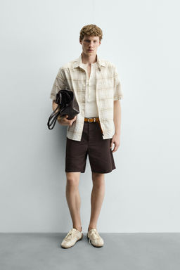 BERMUDA REGULAR FIT SEERSUCKER / Marr?n oscuro