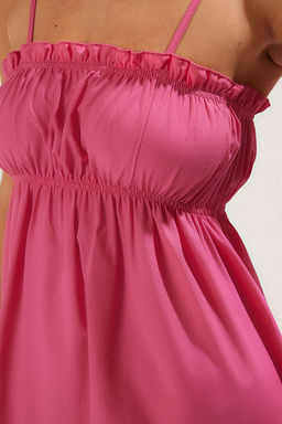 Pembe Dokuma Buzgulu Maxi Plaj Elbise TBESS25EL00029 - Trendyolmilla фото 4