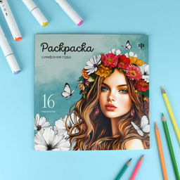 Книжка-раскраска. Серия "Красивые девушки" арт. 73363 СИМФОНИЯ ГОДА /215х215 мм, 16 л., блок - офсет 100 г/м?, печать в одну краску, обл - мелованный картон 200 г/м?, мягкий переплёт (2 скобы),
