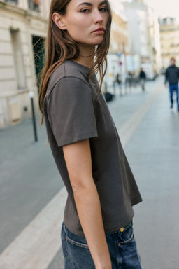 CAMISETA R?STICA ALGOD?N / Carb?n - Zara фото 4