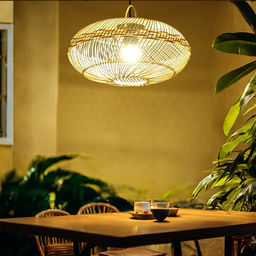 Светильник потолочный из ротанга «Ваю», 1×120 Вт, Е27, 40×40×20 см