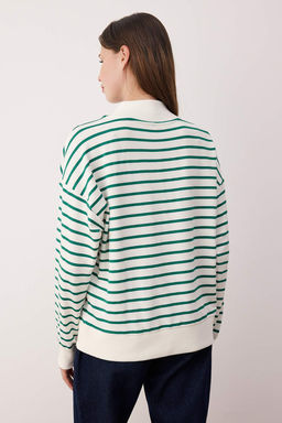 Kahverengi Cizgili Oversize/Genis Kal?p Orme Sweatshirt TWOAW26SW00102 - Trendyolmilla фото 10