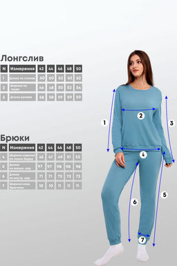 Арт. 10806/1 Пижама с брюками 42-50 Цвет:верх-голубой,низ-голубой