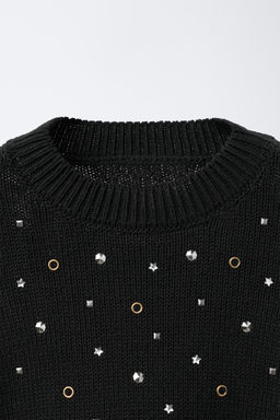 JERSEY PUNTO CUT OUT STRASS / Negro - Zara фото 3