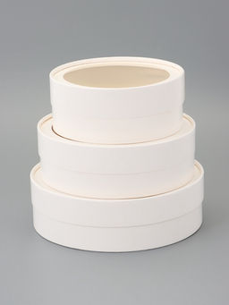 Набор подарочных коробок 3 в 1 круглые с окном, завальцованные, белые, 20×18×15 см