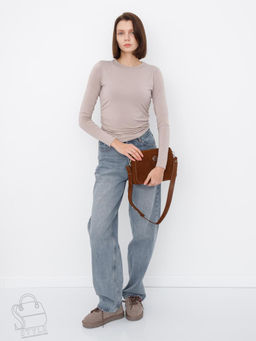 Сумка женская кожаная 1035CF brown Polina&Eiterou