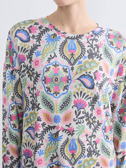 Bisiklet Yaka Desenli Kad?n Pijama Tak?m?