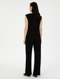 Siyah Y_ksek Bel Loose Fit Pantolon