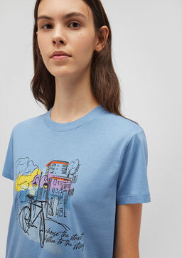 Bisiklet Bask?l? Mavi Tisort  фото 5