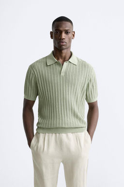COTTON - LINEN KNIT POLO SHIRT - Zara фото 2