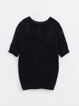 CONTE Фактурный джемпер в крупную сетку из пряжи с хлопком LDK 125 black - Conte elegant фото 4