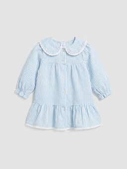 Bebe Yaka ?izgili K?z Bebek Elbise