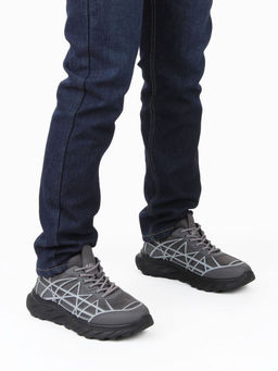 03-33081BK-7 GREY Кроссовки мужские (натуральная кожа (нубук), текстиль)