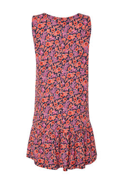 TRENDYOLMILLA Indigo Cicek Bask?l? S?f?r Kol Volanl? Shift/Duz Mini Esnek Orme Elbise TWOSS22EL0794  фото 10